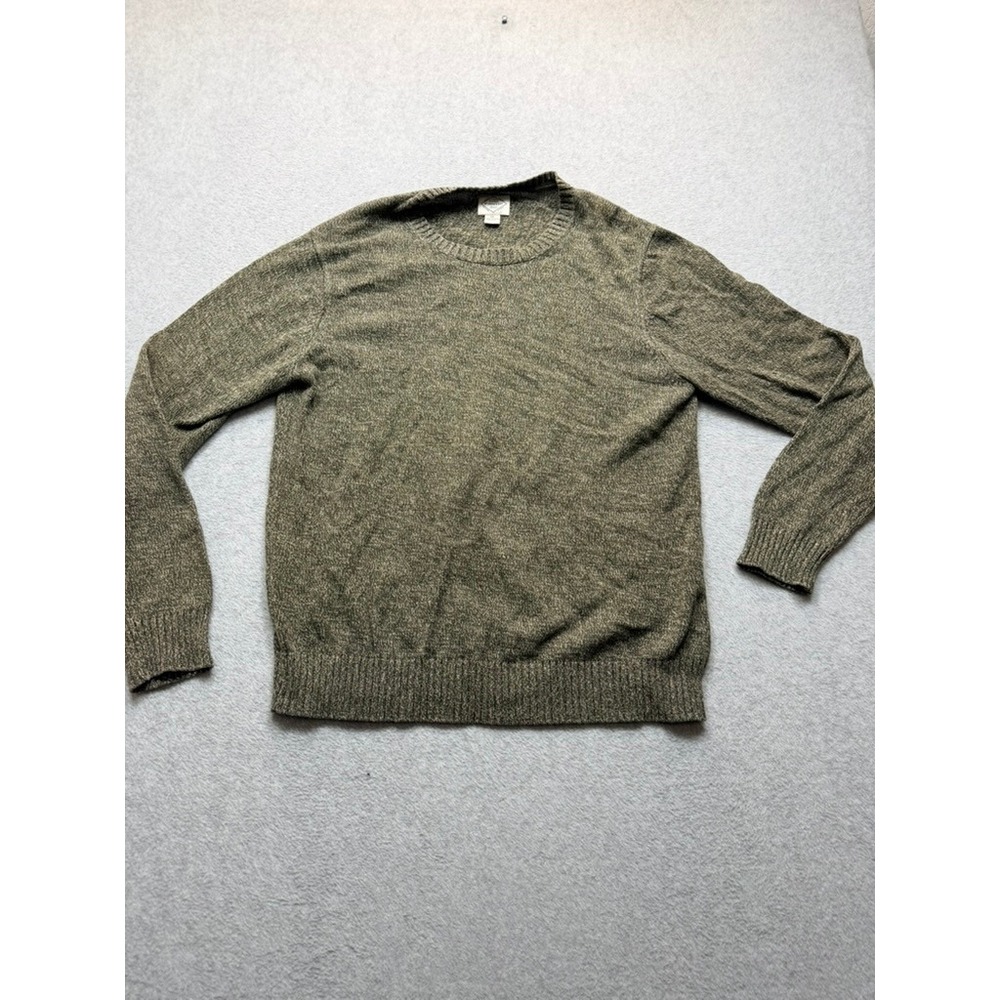 St Johns Bay Mens XXL Olive Green Marl 100% Cotton Crewneck Sweater Long Sleeve